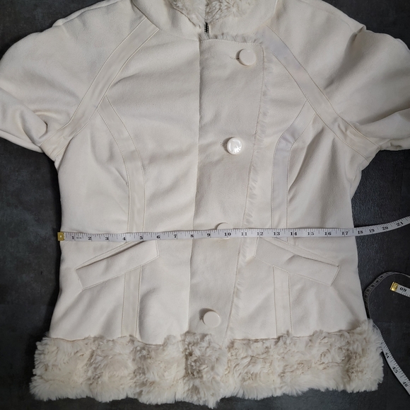 Guess Jeans Cream Sherpa Lined Hooded Jacket Women's Size Large - Picture 12 of 13